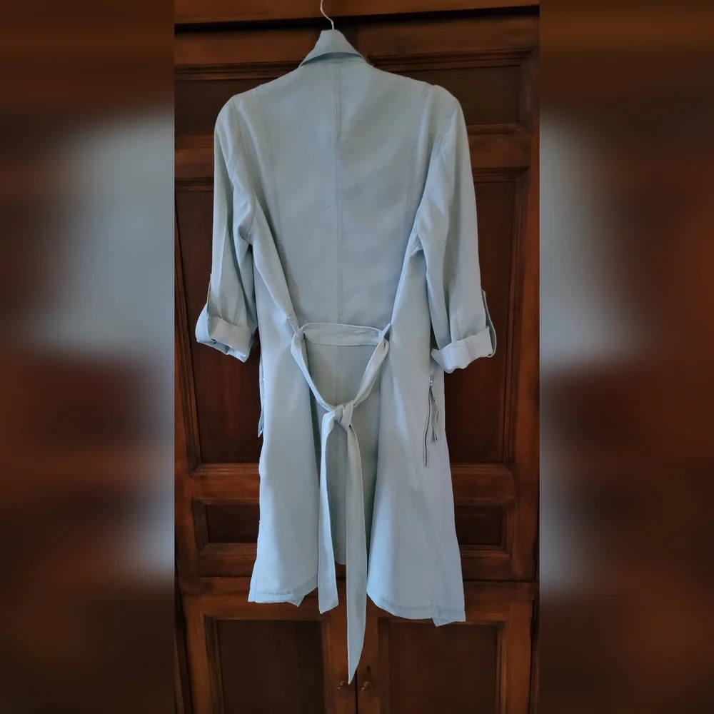 Women'BCBG Light Weight, Cotton Blend Coat/Duster/Trench Coat -  Size Large - Picture 2 of 7